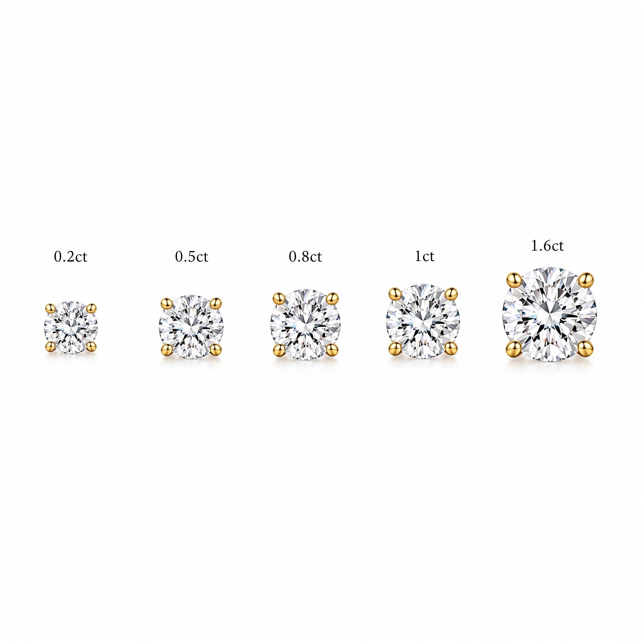0.2ct/0.5ct/0.8ct/1.0ct/1.6ct/ Classic Four-Prong Round Solitaire Lab Grown Diamond Stud Earrings