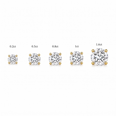 0.2ct/0.5ct/0.8ct/1.0ct/1.6ct/ Classic Four-Prong Round Solitaire Lab Grown Diamond Stud Earrings