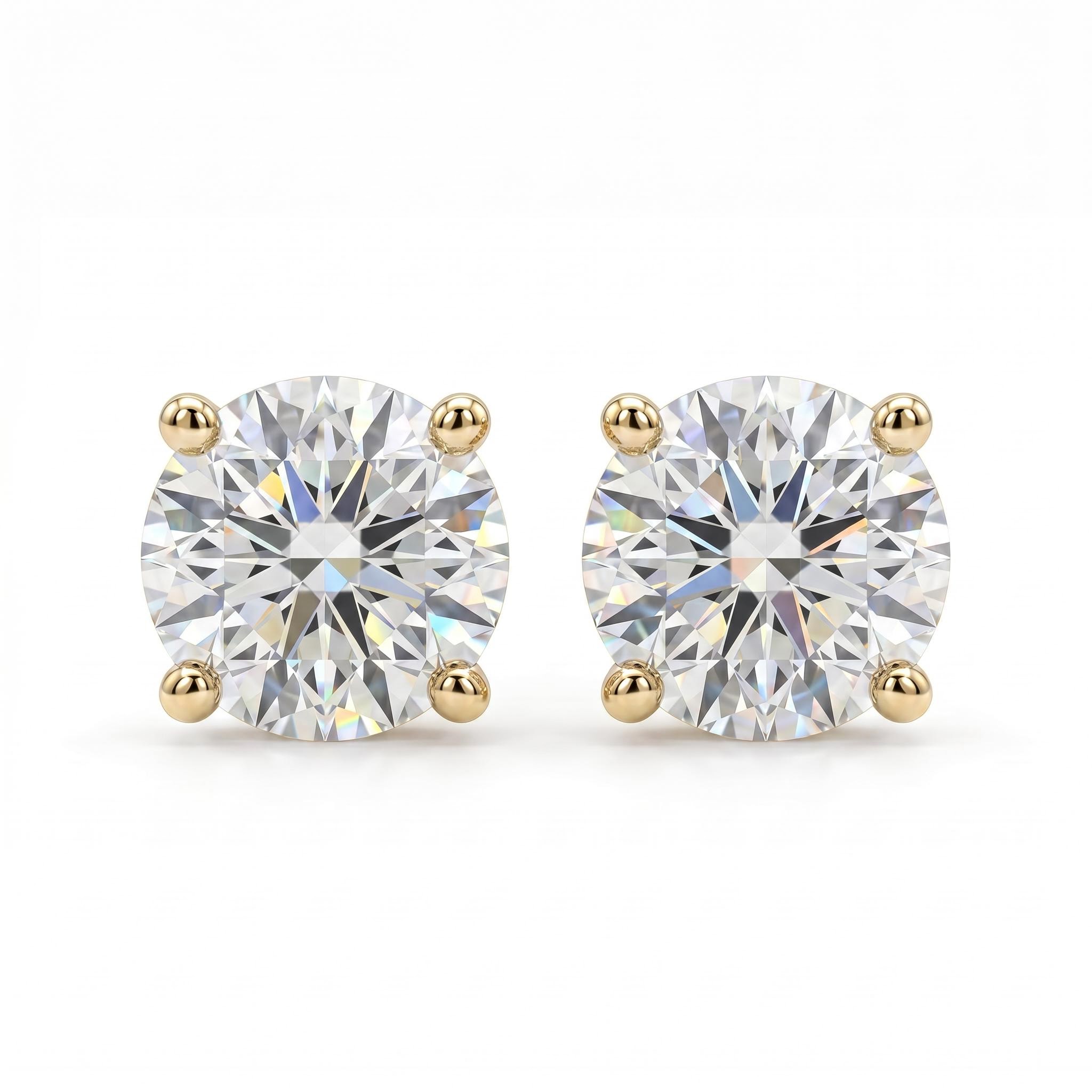 0.2ct/0.5ct/0.8ct/1.0ct/1.6ct/ Classic Four-Prong Round Solitaire Lab Grown Diamond Stud Earrings