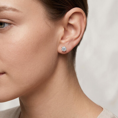 0.2Ct/0.5Ct/0.8Ct/1.0Ct/1.6Ct/ Classic Four-Prong Round Solitaire Lab Grown Diamond Stud Earrings