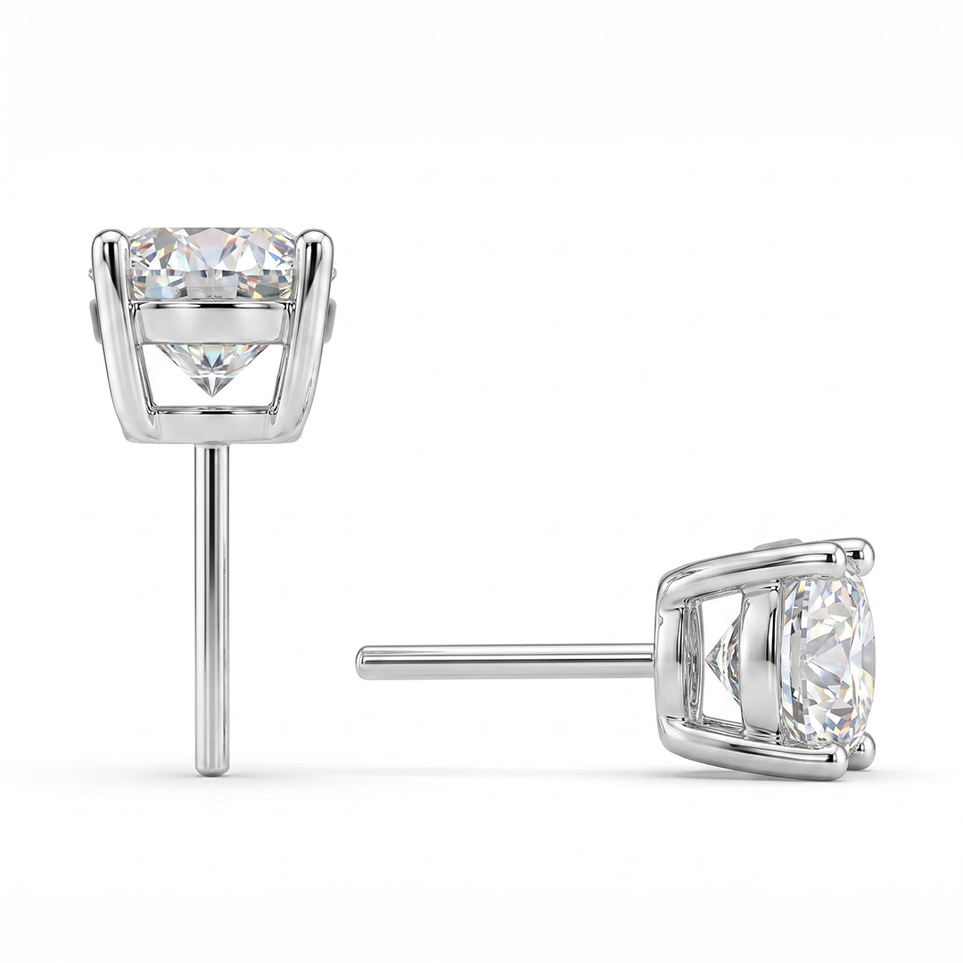0.2Ct/0.5Ct/0.8Ct/1.0Ct/1.6Ct/ Classic Four-Prong Round Solitaire Lab Grown Diamond Stud Earrings 0.2Ct/0.5Ct/0.8Ct/1.0Ct/1.6Ct/ Classic Four-Prong Round Solitaire Lab Grown Diamond Stud Earrings