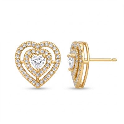 0.46 ct.tw. Double Heart Halo Lab Grown Diamond Stud Earrings