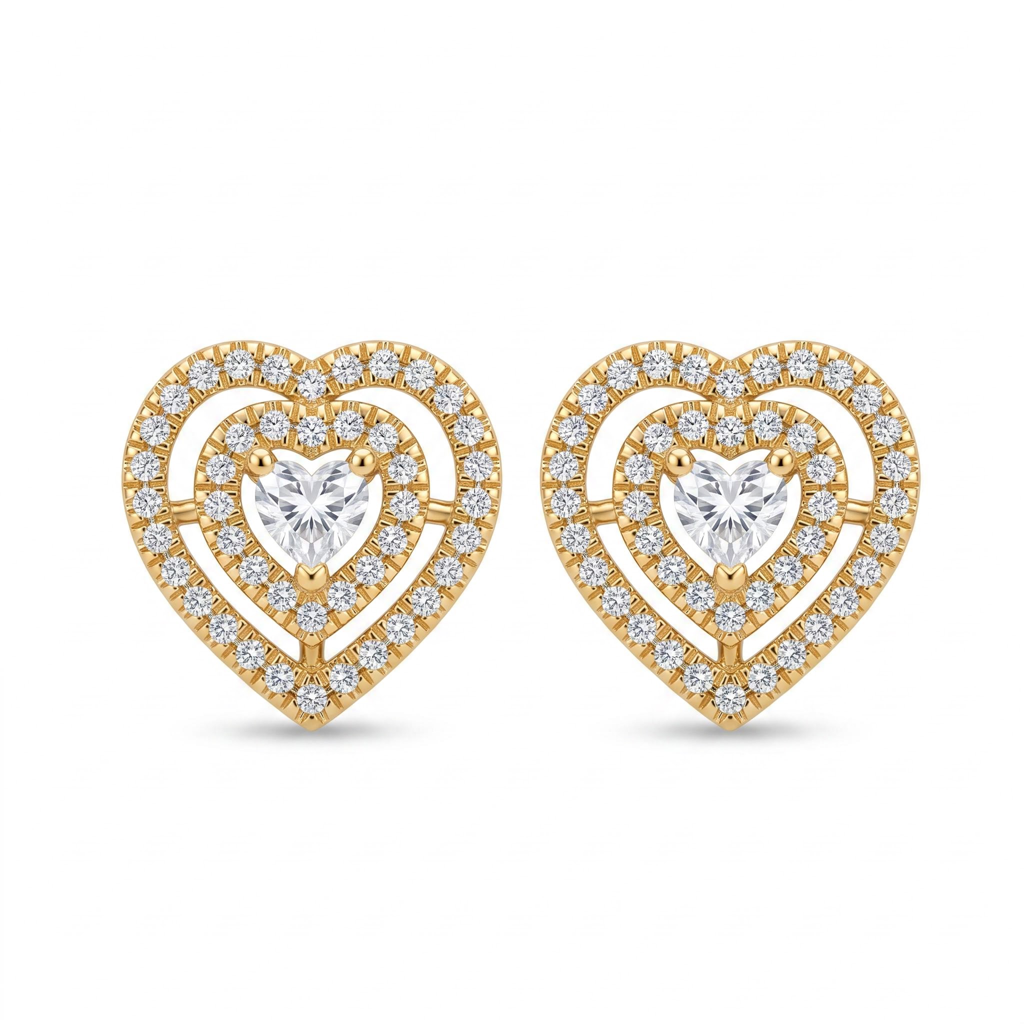 0.46 ct.tw. Double Heart Halo Lab Grown Diamond Stud Earrings