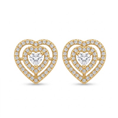 0.46 ct.tw. Double Heart Halo Lab Grown Diamond Stud Earrings