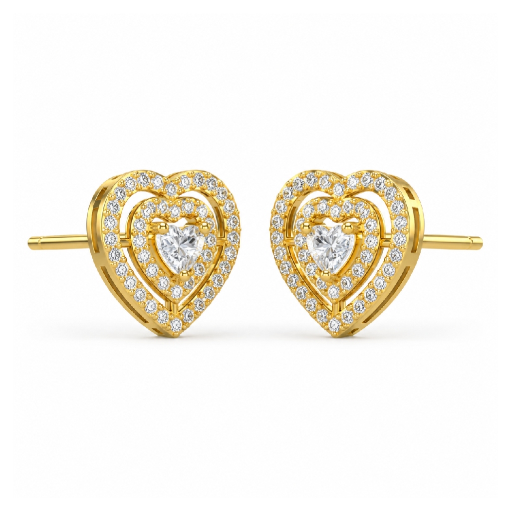 0.46 ct.tw. Double Heart Halo Lab Grown Diamond Stud Earrings