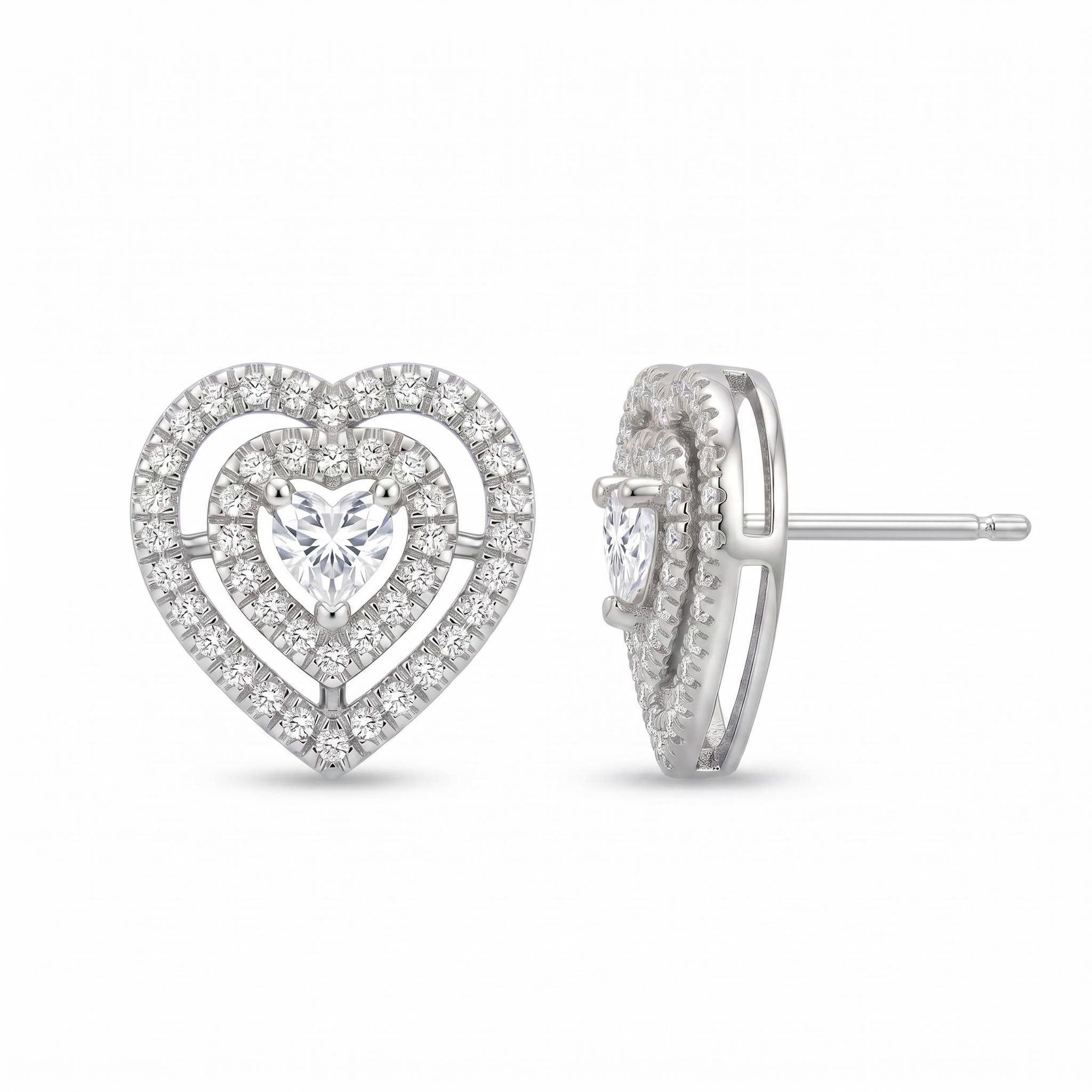 0.46 ct.tw. Double Heart Halo Lab Grown Diamond Stud Earrings