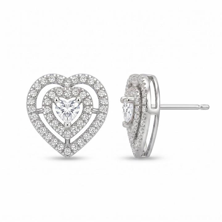 0.46 ct.tw. Double Heart Halo Lab Grown Diamond Stud Earrings 0.46 ct.tw. Double Heart Halo Lab Grown Diamond Stud Earrings