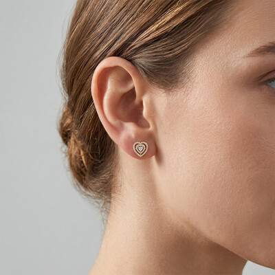 0.46 ct.tw. Double Heart Halo Lab Grown Diamond Stud Earrings
