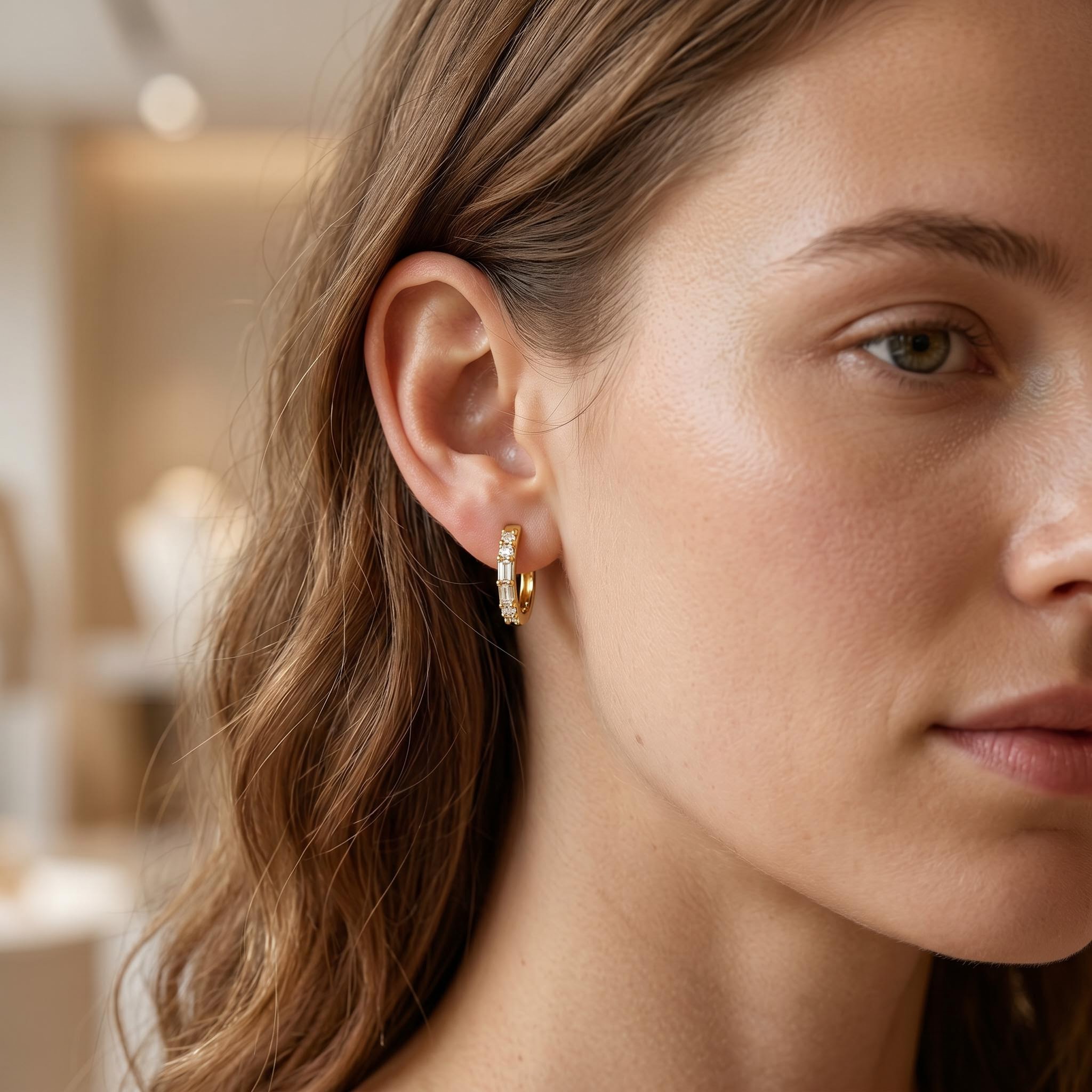 0.4 ct.tw. Round & Baguette Lab Grown Diamond Hoop Earrings 0.4 ct.tw. Round & Baguette Lab Grown Diamond Hoop Earrings