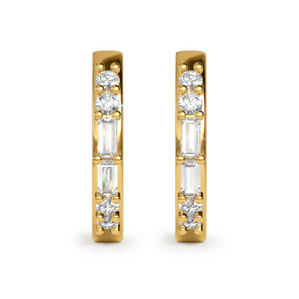 0.4 ct.tw. Round & Baguette Lab Grown Diamond Hoop Earrings 0.4 ct.tw. Round & Baguette Lab Grown Diamond Hoop Earrings