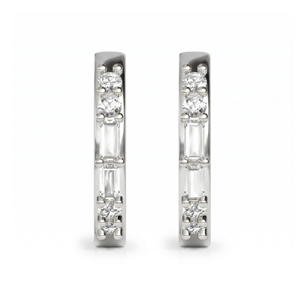 0.4 ct.tw. Round & Baguette Lab Grown Diamond Hoop Earrings 0.4 ct.tw. Round & Baguette Lab Grown Diamond Hoop Earrings