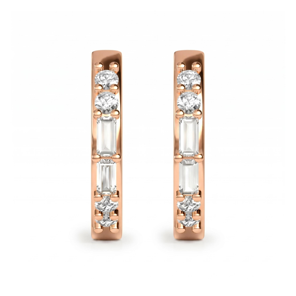 0.4 ct.tw. Round & Baguette Lab Grown Diamond Hoop Earrings 0.4 ct.tw. Round & Baguette Lab Grown Diamond Hoop Earrings
