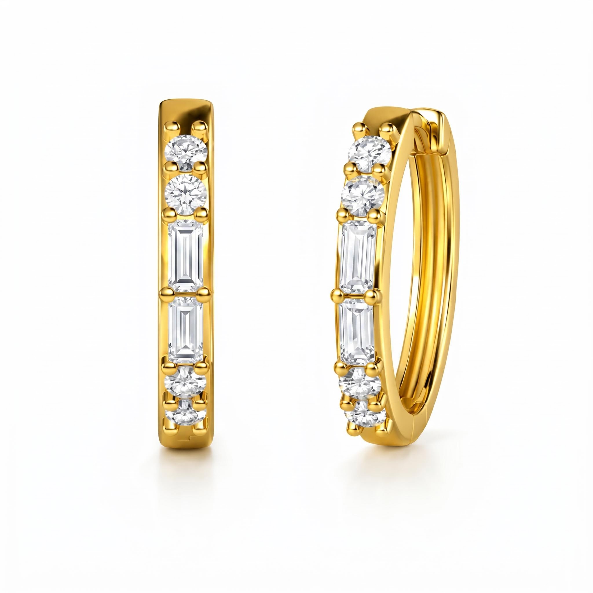 0.4 ct.tw. Round & Baguette Lab Grown Diamond Hoop Earrings 0.4 ct.tw. Round & Baguette Lab Grown Diamond Hoop Earrings