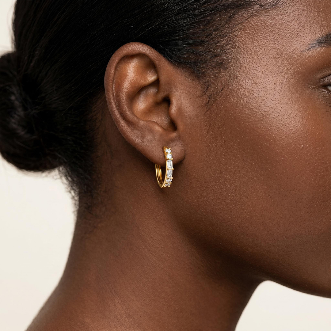 0.4 ct.tw. Round & Baguette Lab Grown Diamond Hoop Earrings 0.4 ct.tw. Round & Baguette Lab Grown Diamond Hoop Earrings