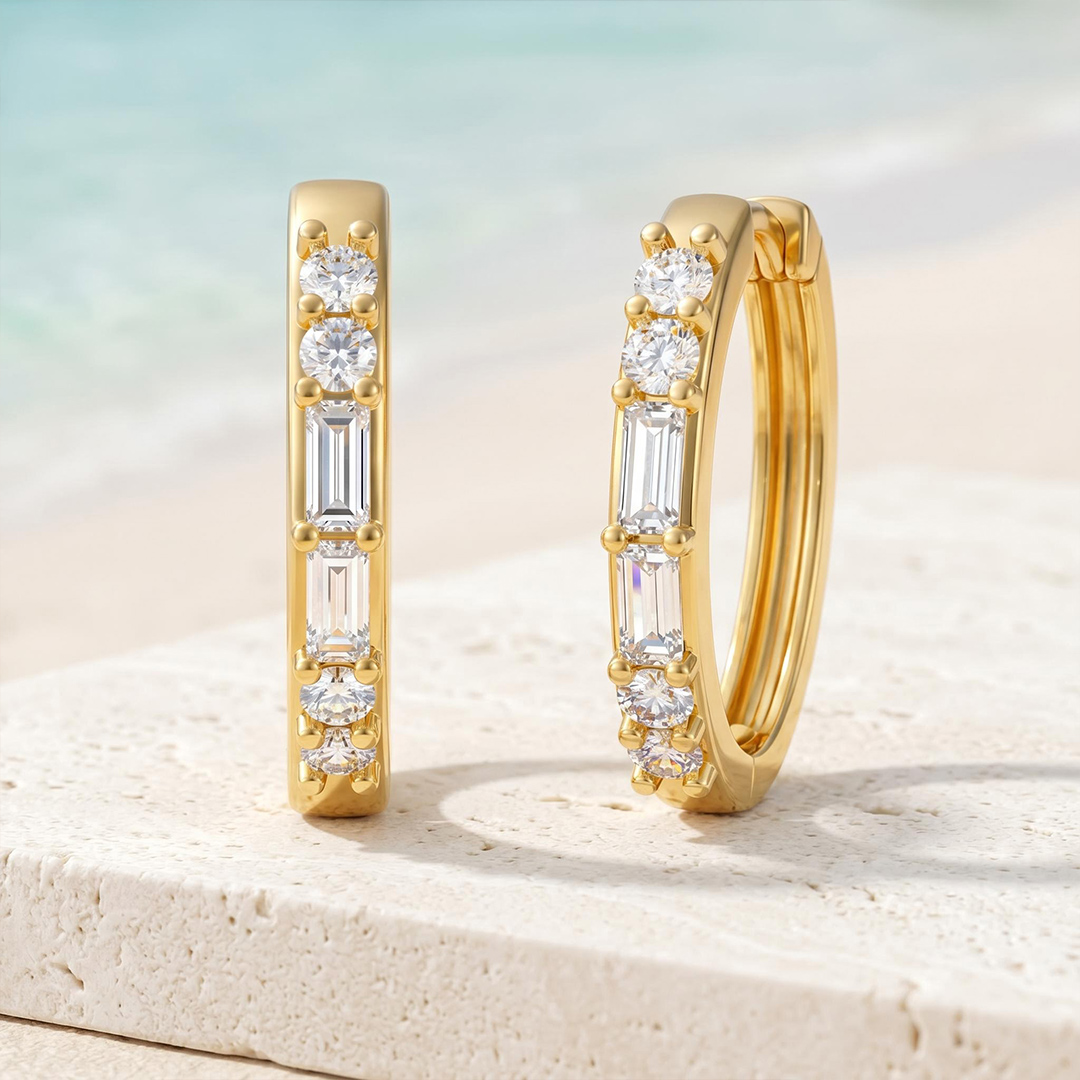 0.4 ct.tw. Round & Baguette Lab Grown Diamond Hoop Earrings 0.4 ct.tw. Round & Baguette Lab Grown Diamond Hoop Earrings