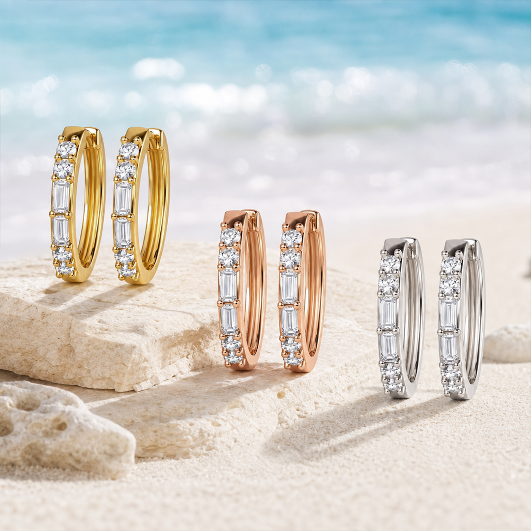 0.4 ct.tw. Round & Baguette Lab Grown Diamond Hoop Earrings 0.4 ct.tw. Round & Baguette Lab Grown Diamond Hoop Earrings