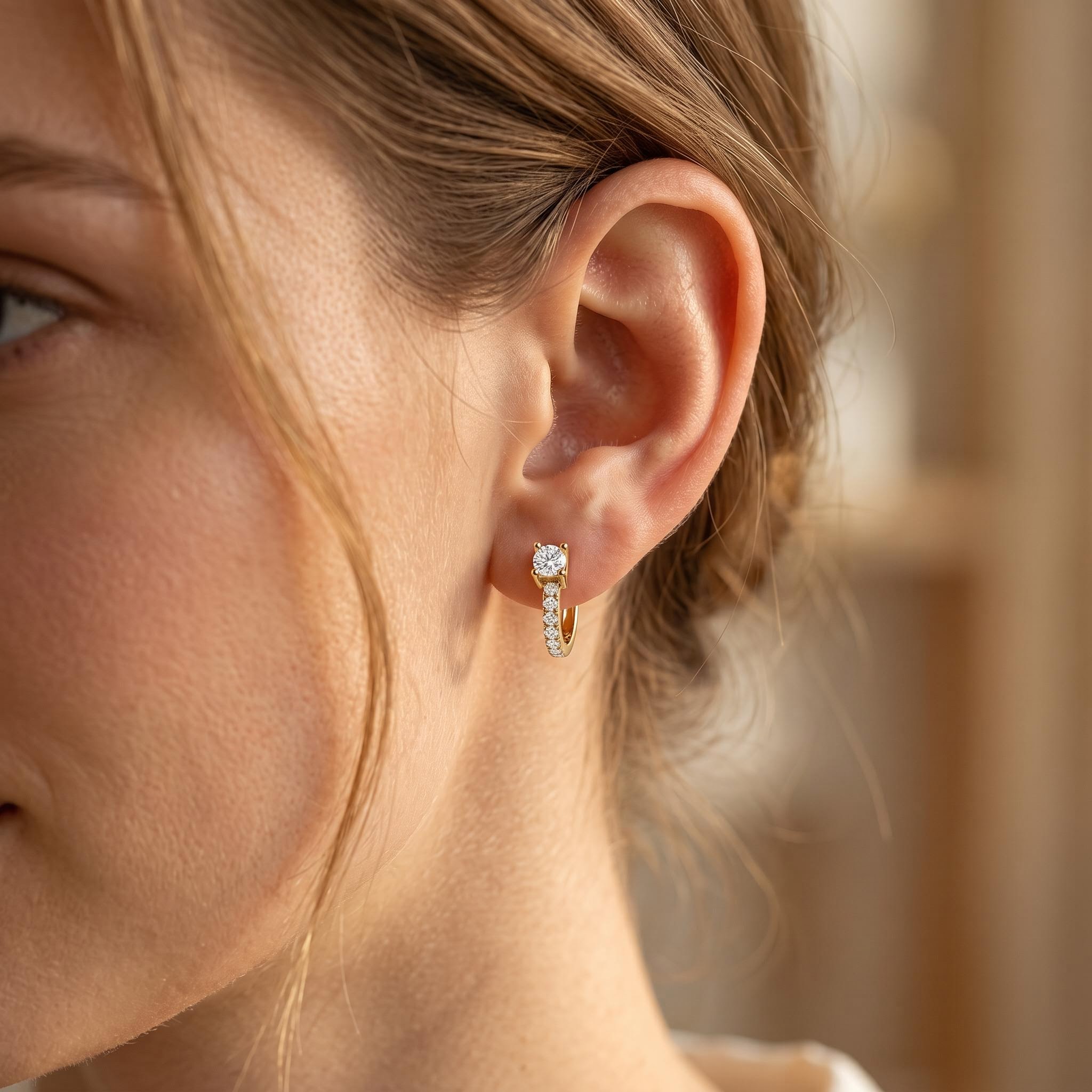 0.32 ct.tw. Round Cut Lab Grown Diamond Minimalist Huggie Hoop Earrings 0.32 ct.tw. Round Cut Lab Grown Diamond Minimalist Huggie Hoop Earrings