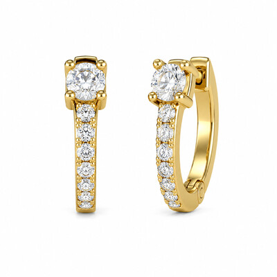 0.32 ct.tw. Round Cut Lab Grown Diamond Minimalist Huggie Hoop Earrings
