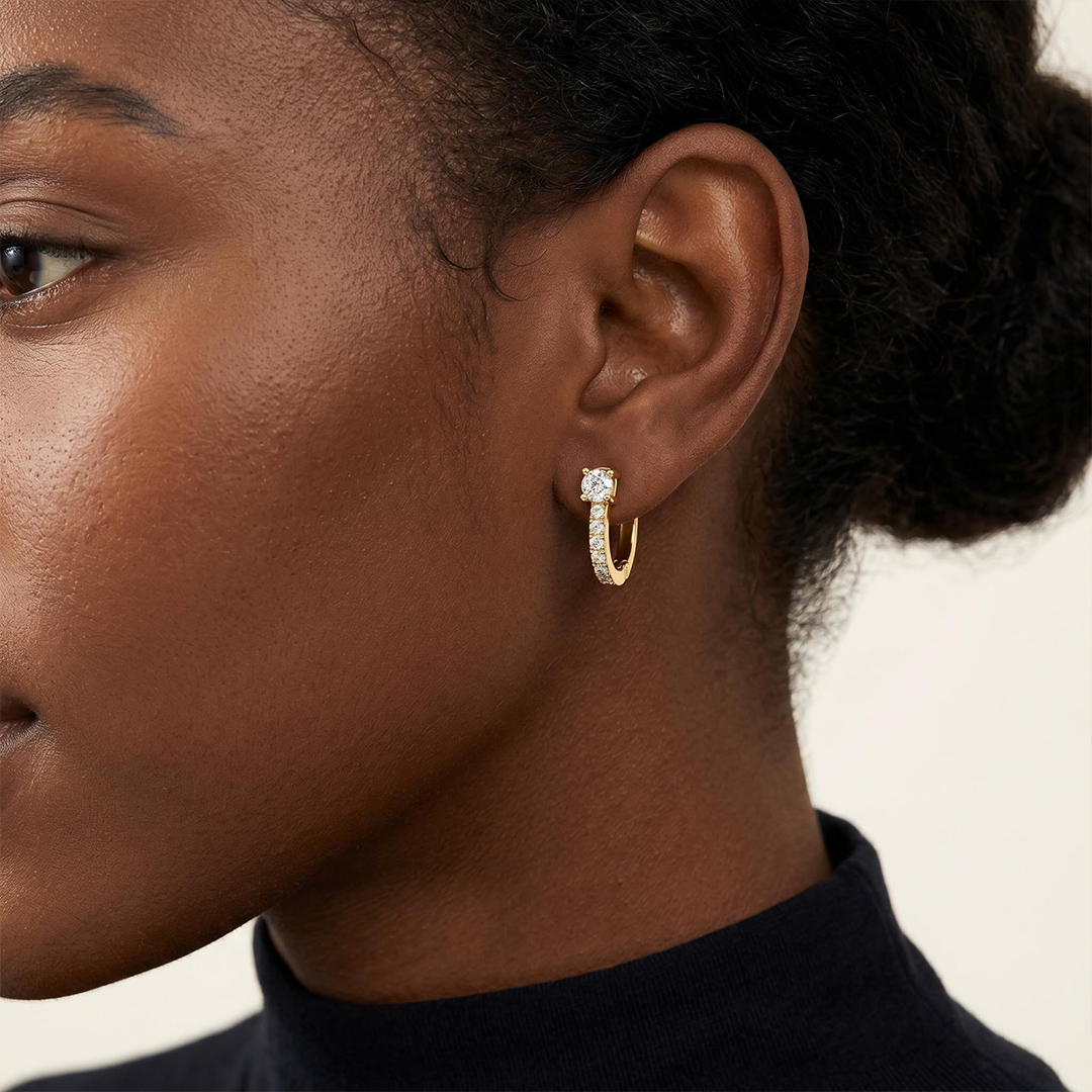 0.32 ct.tw. Round Cut Lab Grown Diamond Minimalist Huggie Hoop Earrings 0.32 ct.tw. Round Cut Lab Grown Diamond Minimalist Huggie Hoop Earrings