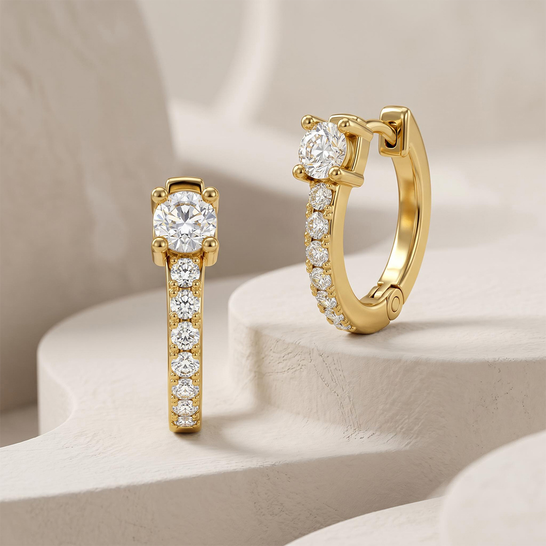 0.32 ct.tw. Round Cut Lab Grown Diamond Minimalist Huggie Hoop Earrings 0.32 ct.tw. Round Cut Lab Grown Diamond Minimalist Huggie Hoop Earrings