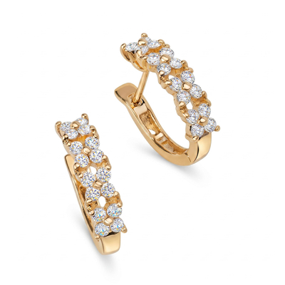 0.48 ct.tw. Double Row Round-Cut D-Shaped Hoop Earrings