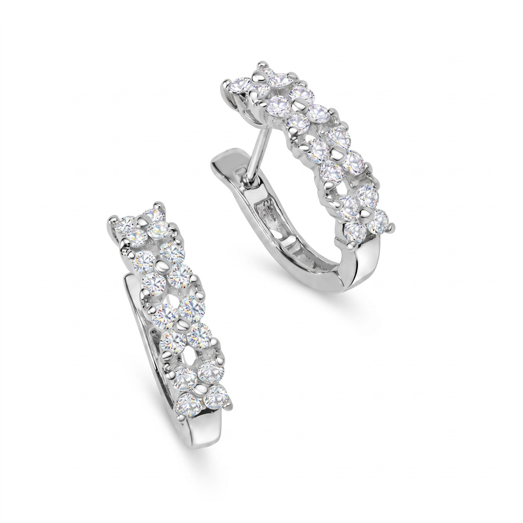 0.48 ct.tw. Double Row Round-Cut D-Shaped Hoop Earrings 0.48 ct.tw. Double Row Round-Cut D-Shaped Hoop Earrings