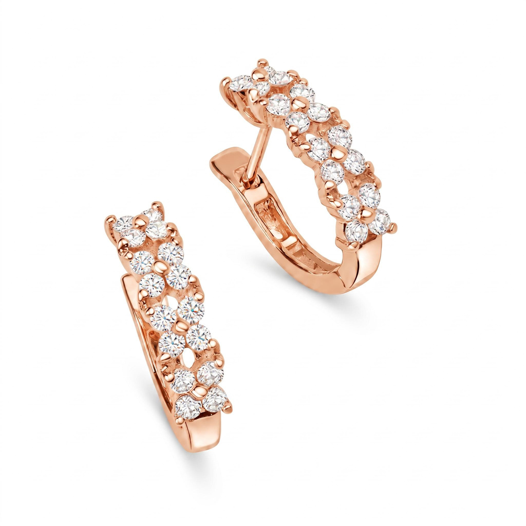 0.48 ct.tw. Double Row Round-Cut D-Shaped Hoop Earrings 0.48 ct.tw. Double Row Round-Cut D-Shaped Hoop Earrings
