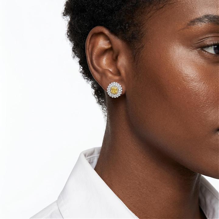 3.87 ct.tw. 2-in-1 Detachable Yellow Cushion Cut with Marquise Cut Floral Halo Stud Earrings 3.87 ct.tw. 2-in-1 Detachable Yellow Cushion Cut with Marquise Cut Floral Halo Stud Earrings