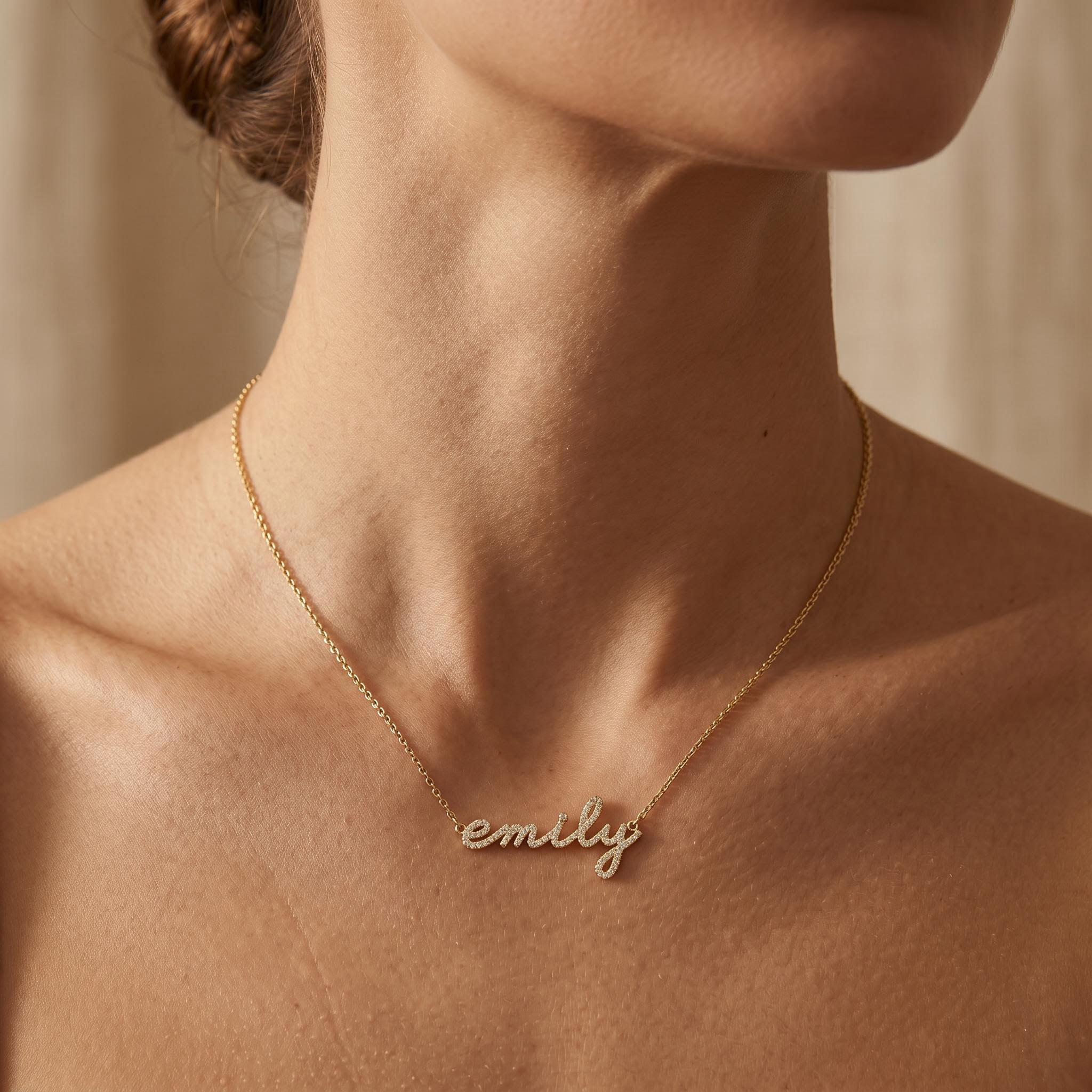 Personalized Cursive Lab Grown Diamond Name Necklace Pendant Personalized Cursive Lab Grown Diamond Name Necklace Pendant