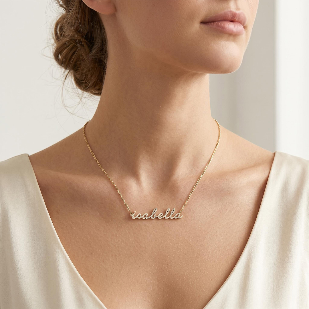 Personalized Cursive Lab Grown Diamond Name Necklace Pendant Personalized Cursive Lab Grown Diamond Name Necklace Pendant