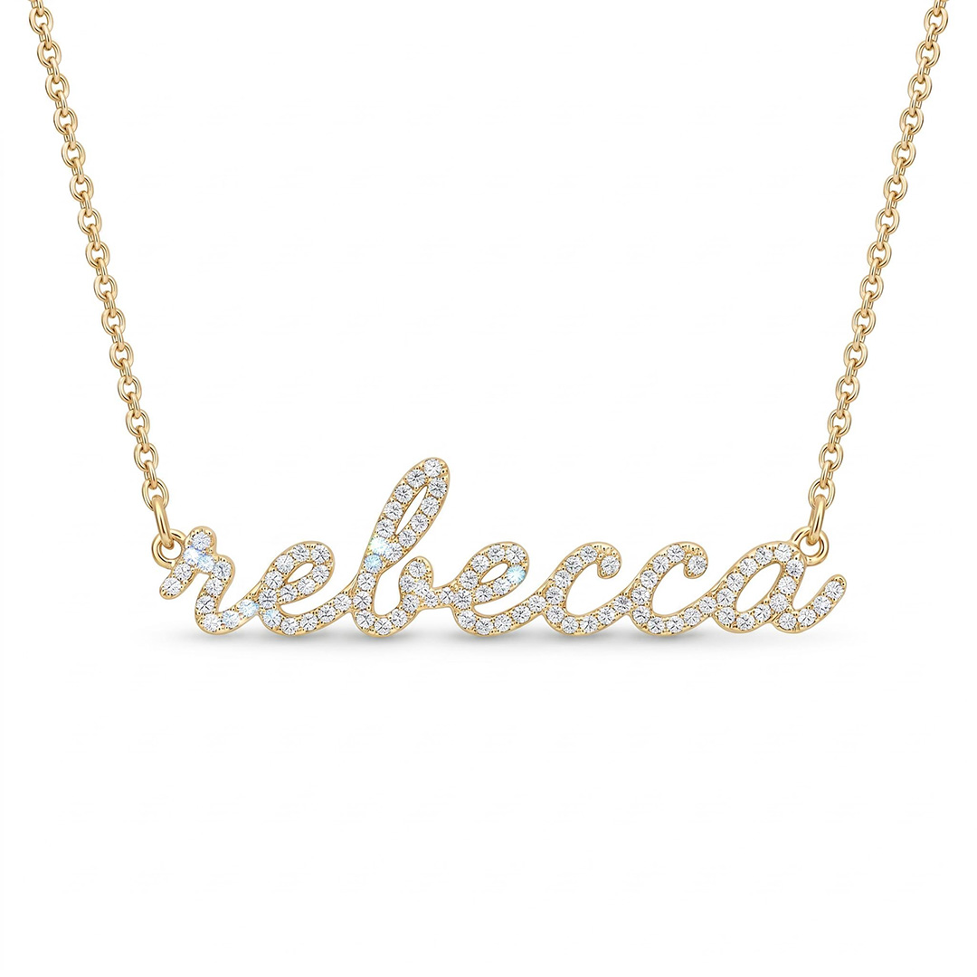 Personalized Cursive Lab Grown Diamond Name Necklace Pendant Personalized Cursive Lab Grown Diamond Name Necklace Pendant
