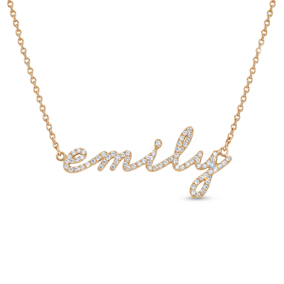 Personalized Cursive Lab Grown Diamond Name Necklace Pendant Personalized Cursive Lab Grown Diamond Name Necklace Pendant