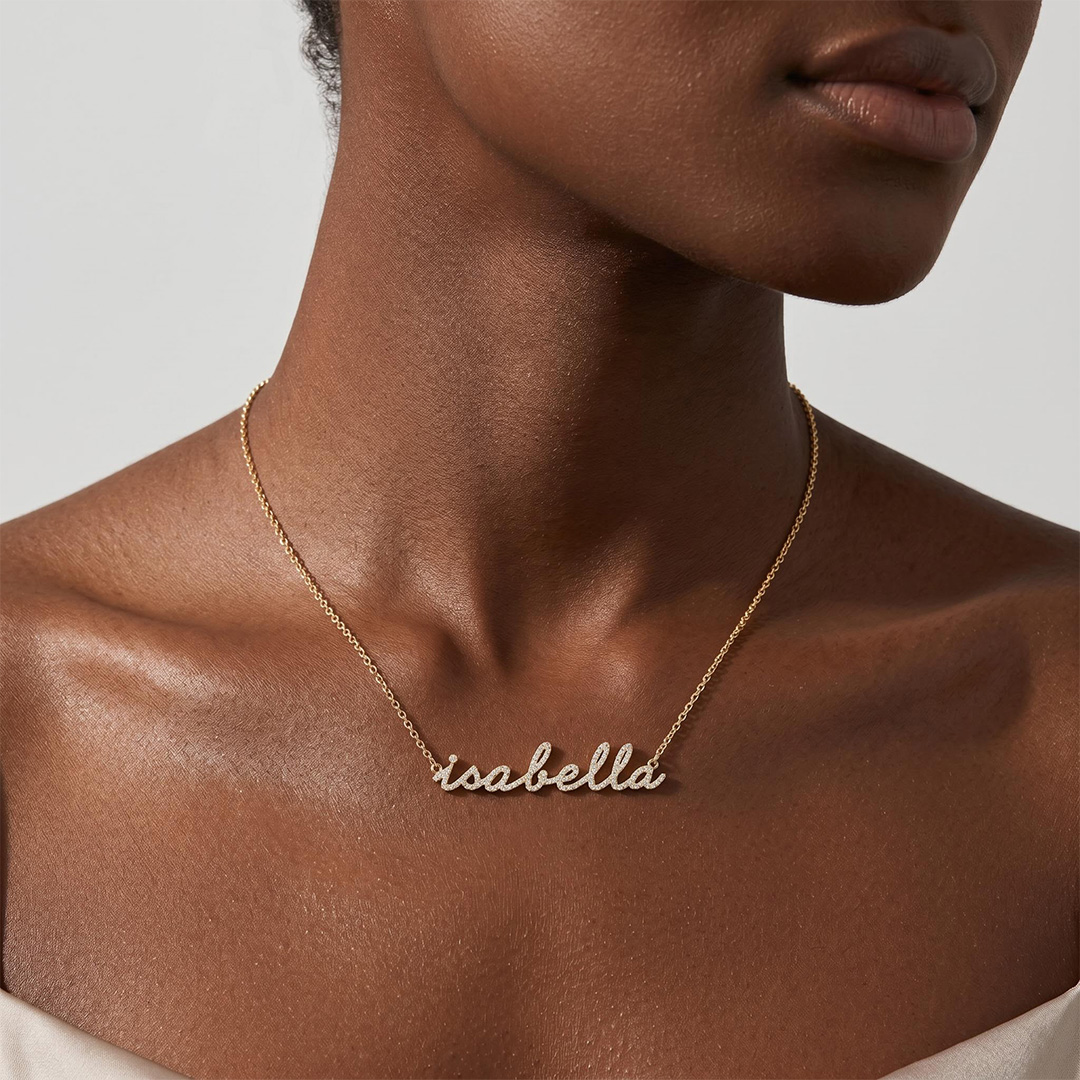 Personalized Cursive Lab Grown Diamond Name Necklace Pendant Personalized Cursive Lab Grown Diamond Name Necklace Pendant