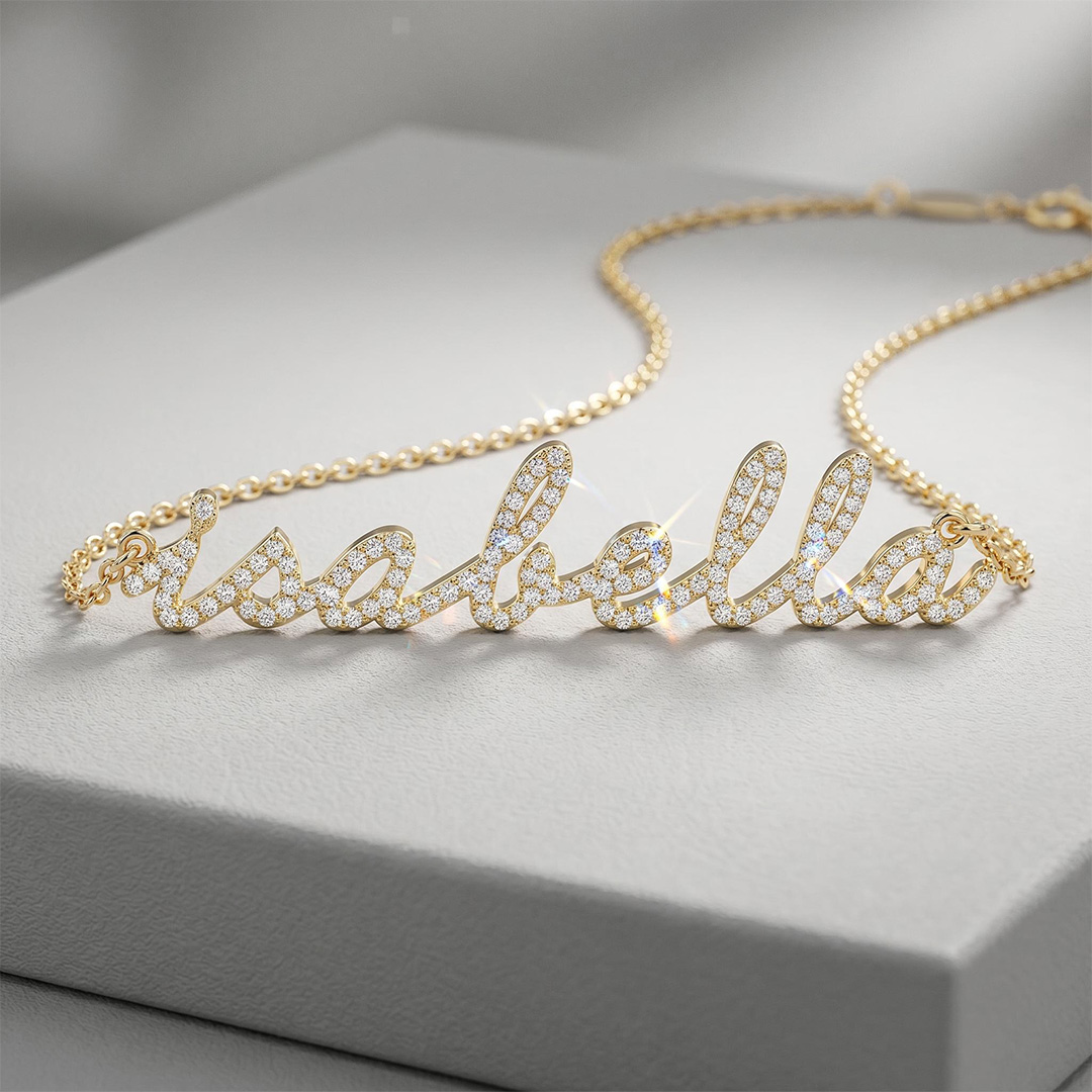 Personalized Cursive Lab Grown Diamond Name Necklace Pendant Personalized Cursive Lab Grown Diamond Name Necklace Pendant