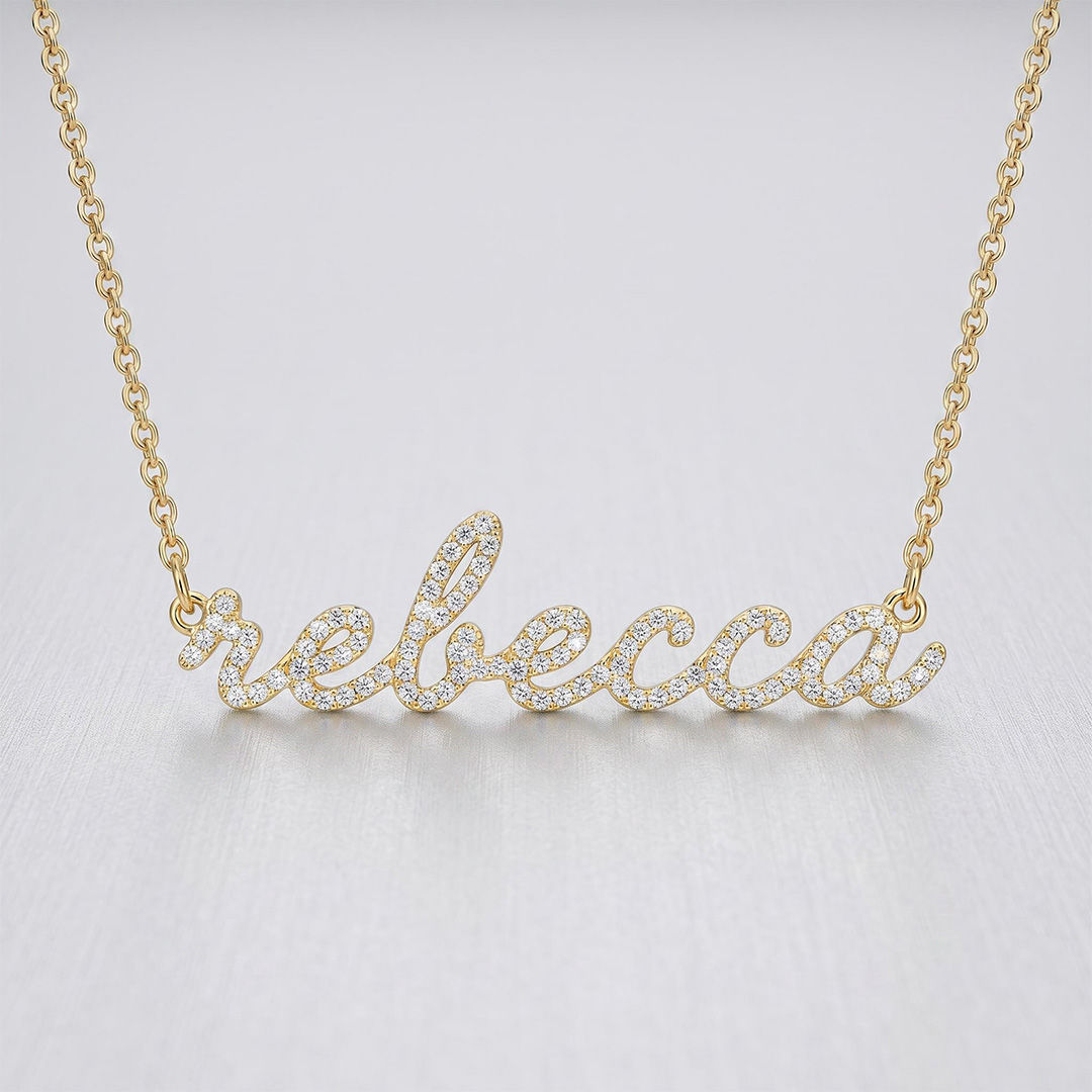 Personalized Cursive Lab Grown Diamond Name Necklace Pendant Personalized Cursive Lab Grown Diamond Name Necklace Pendant