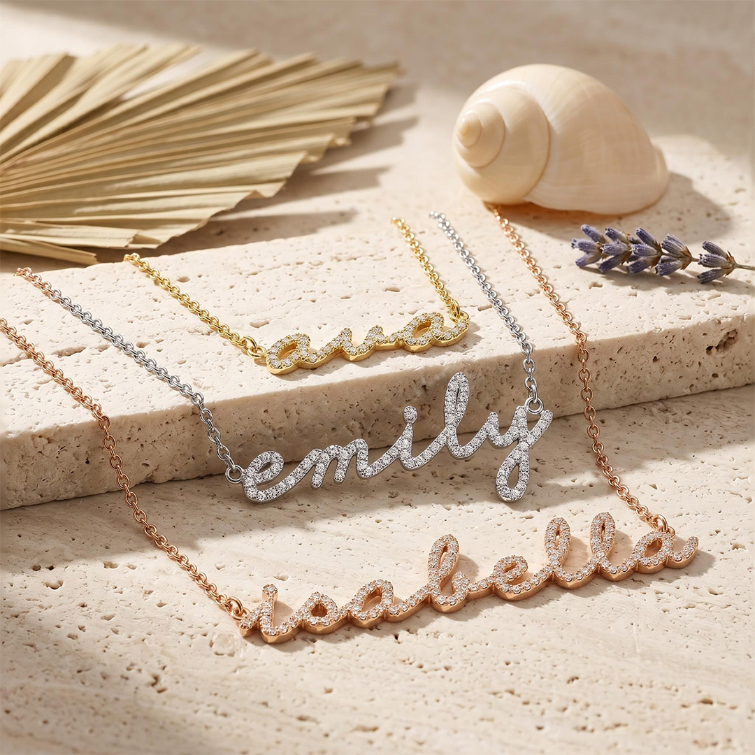Personalized Cursive Lab Grown Diamond Name Necklace Pendant Personalized Cursive Lab Grown Diamond Name Necklace Pendant