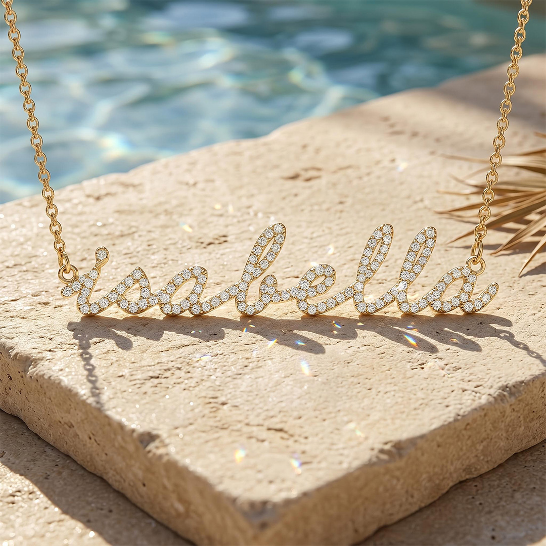 Personalized Cursive Lab Grown Diamond Name Necklace Pendant Personalized Cursive Lab Grown Diamond Name Necklace Pendant