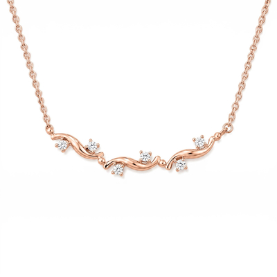 0.6 ct.tw. Sleek Curved Wave Round Stone Crawler Necklace