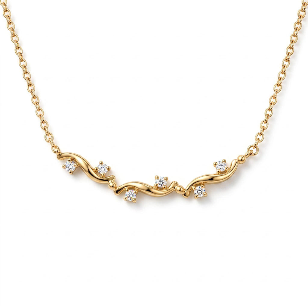 0.6 ct.tw. Sleek Curved Wave Round Stone Crawler Necklace 0.6 ct.tw. Sleek Curved Wave Round Stone Crawler Necklace