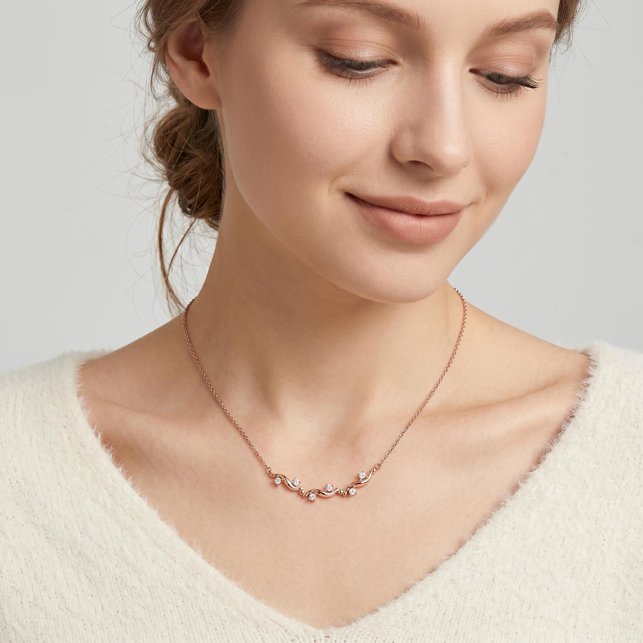 0.6 ct.tw. Sleek Curved Wave Round Stone Crawler Necklace 0.6 ct.tw. Sleek Curved Wave Round Stone Crawler Necklace