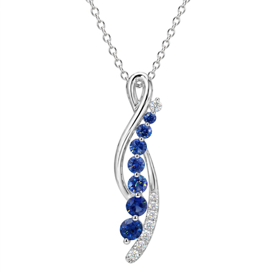 0.86 ct.tw. Twisted Infinity Blue Round Stone Pendant