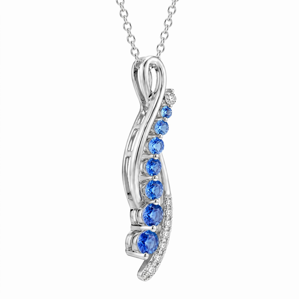 0.86 ct.tw. Twisted Infinity Blue Round Stone Pendant 0.86 ct.tw. Twisted Infinity Blue Round Stone Pendant