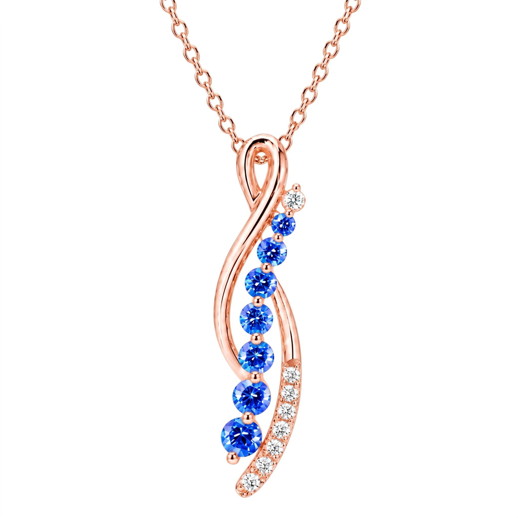 0.86 ct.tw. Twisted Infinity Blue Round Stone Pendant 0.86 ct.tw. Twisted Infinity Blue Round Stone Pendant