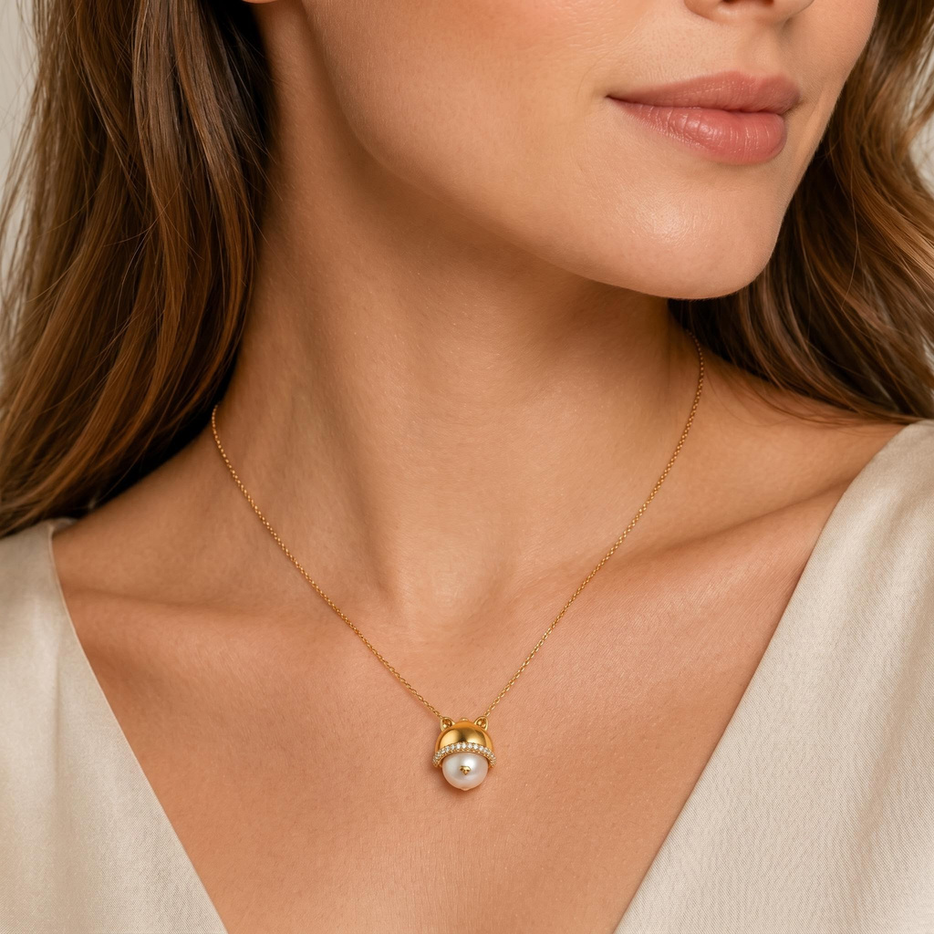 0.25 ct.tw. Pearl Cute Cartoon Cat Shape Pendant 0.25 ct.tw. Pearl Cute Cartoon Cat Shape Pendant