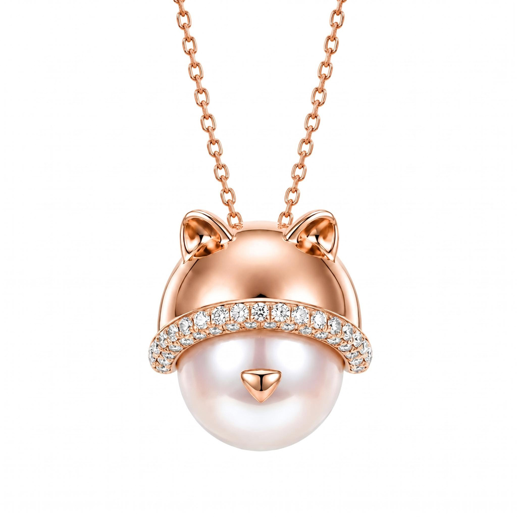 0.25 ct.tw. Pearl Cute Cartoon Cat Shape Pendant 0.25 ct.tw. Pearl Cute Cartoon Cat Shape Pendant
