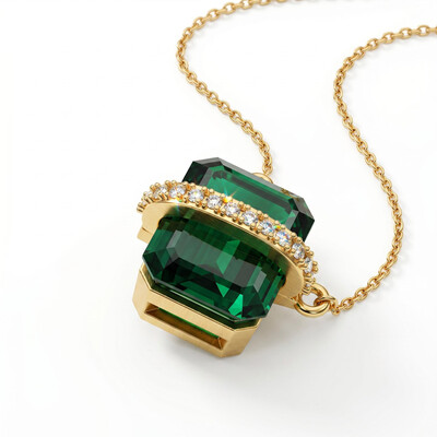 4.06 ct.tw. Emerald-Cut Rectangular Green Stone Pendant