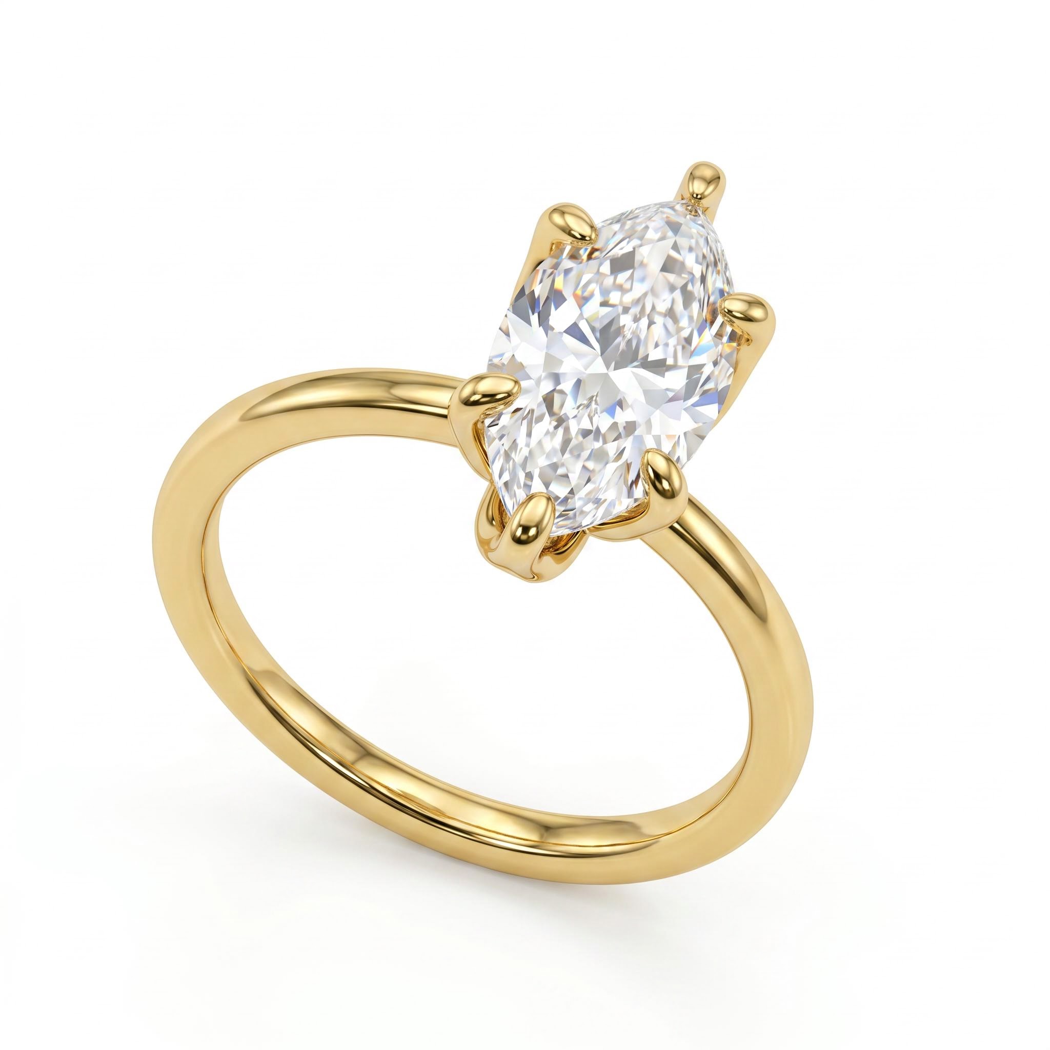 3 ct.tw. Classic Marquise Cut Six-Prong Solitaire Engagement Ring