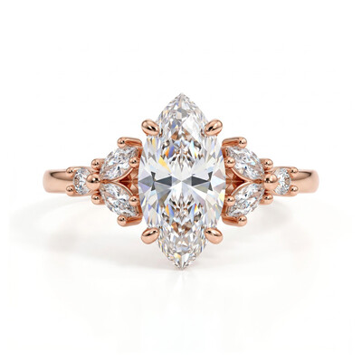 1.23 ct.tw. Vintage-inspired Marquise Cut Cluster Lab Grown Diamond Engagement Ring