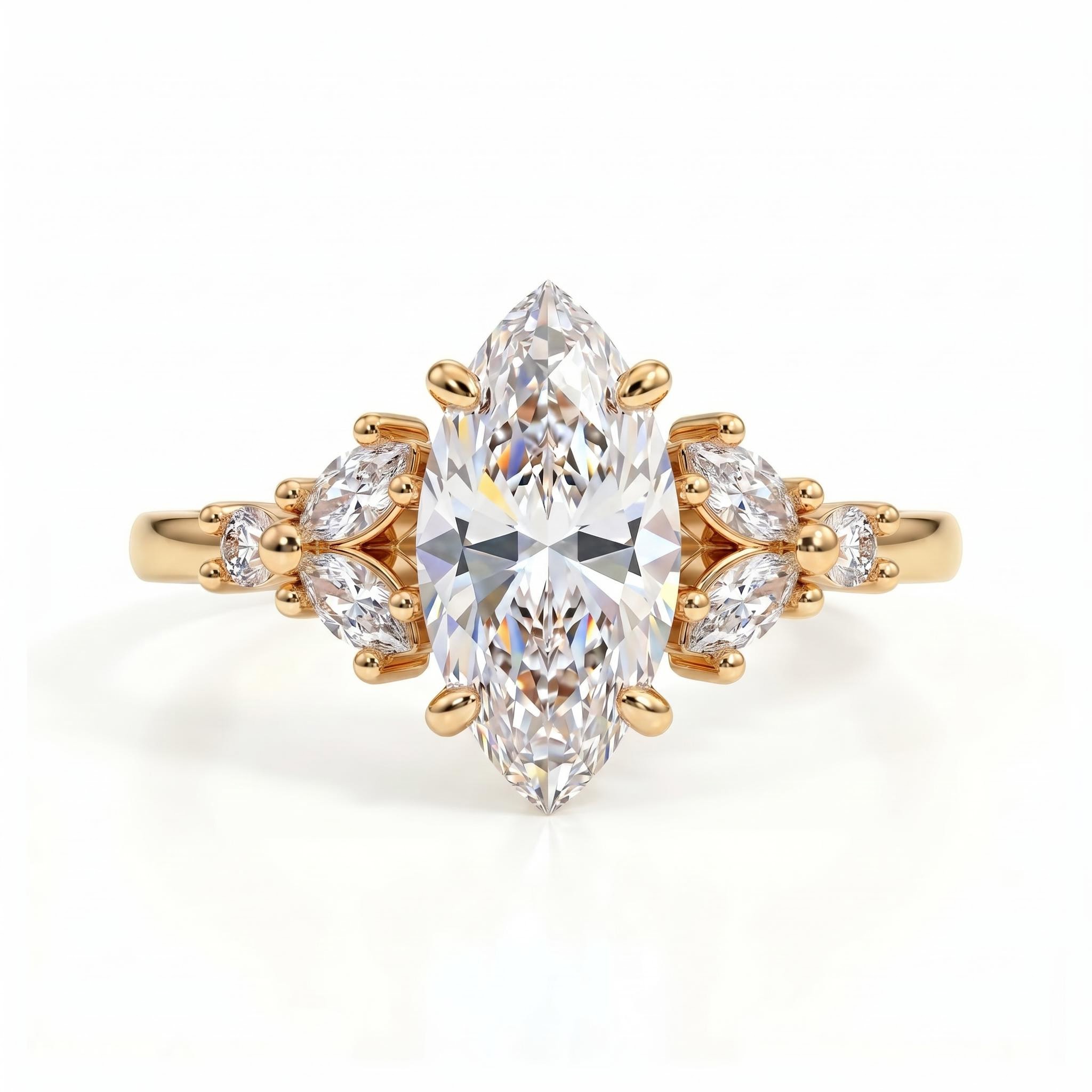 1.23 ct.tw. Vintage-inspired Marquise Cut Cluster Lab Grown Diamond Engagement Ring
