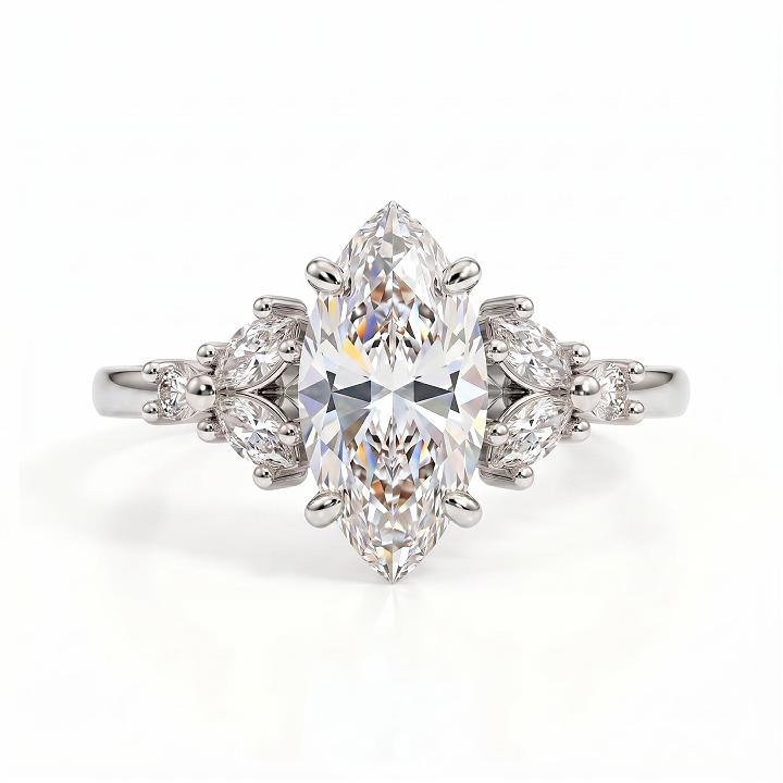 1.23 ct.tw. Vintage-inspired Marquise Cut Cluster Lab Grown Diamond Engagement Ring